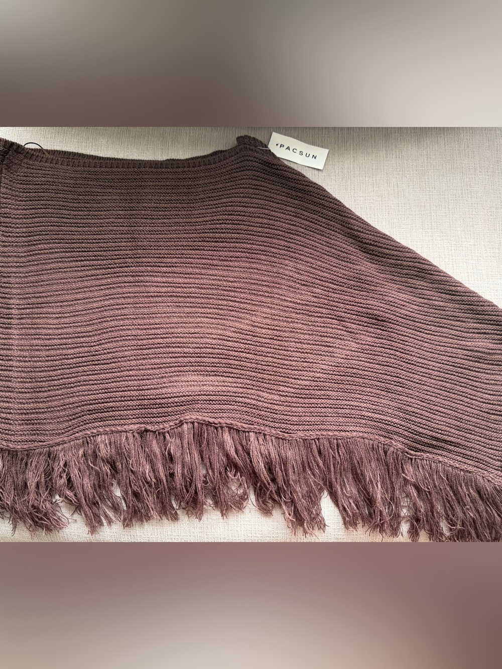 NWT PacSun Mauve Ribbed Fringe Knit Wrap